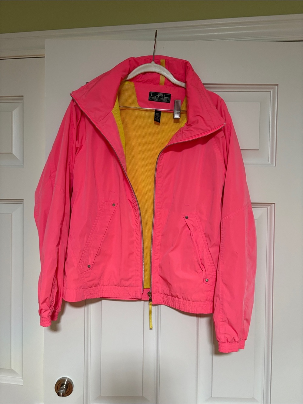Ralph Lauren Active Hot Pink Hooded Jacket with Yellow Lining
